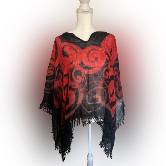 Elegant Black and Red Swirl Women's Sweater - Picture 2 of 14